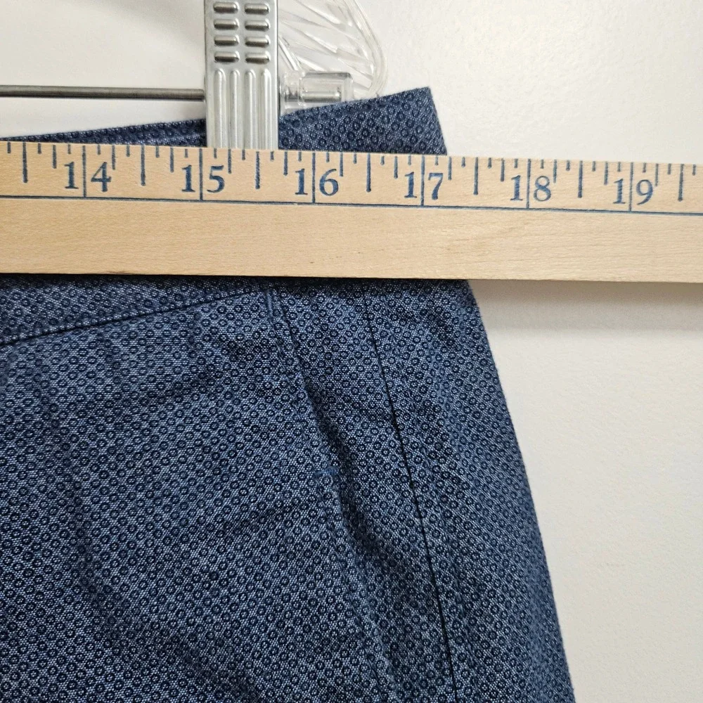 Banana Republic Shorts Mens 33 Blue Aiden Short Slim Fit Micro Pattern Cotton